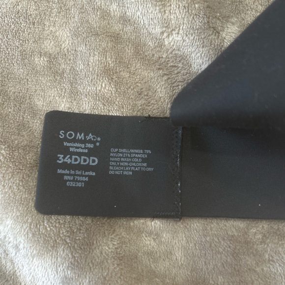 Soma Vanishing 360 Wireless Bra Black sz 34DDD Smooth Full Coverage comfy basic - Picture 3 of 9